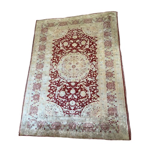 72 - An Extremely Fine Persian Silk Tabriz Haji Jalili Rug from Circa 1880s.

Warp: Silk
Weft: Silk
Pile:... 