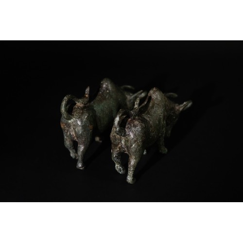 232 - A Pair of Greek Roman Bronze Charging Bulls, 1st Century B.C. - 1st Century A.D.

L: Approximately 1... 