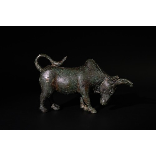 232 - A Pair of Greek Roman Bronze Charging Bulls, 1st Century B.C. - 1st Century A.D.

L: Approximately 1... 