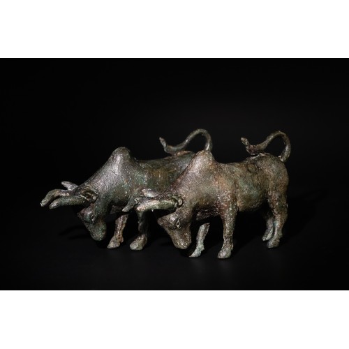 232 - A Pair of Greek Roman Bronze Charging Bulls, 1st Century B.C. - 1st Century A.D.

L: Approximately 1... 