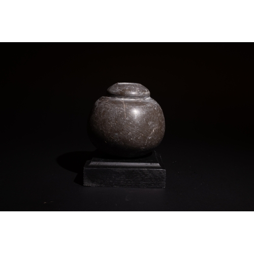 240 - A Western Asiatic Black Hardstone Spherical Ceremonial Macehead, Circa 3rd-1st Millennium B.C. with ... 