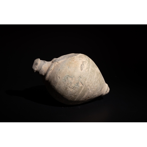 244 - A Byzantine Ceramic Hand Grenade Circa 9th-11th Century AD.

Approximately 14cm x 8.2cm 

Provenance... 