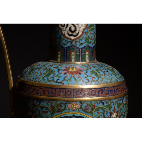 106 - An Extremely Rare Chinese Cloisonné Lidded Jug Decorated with Islamic Calligraphy and Floral Pattern... 