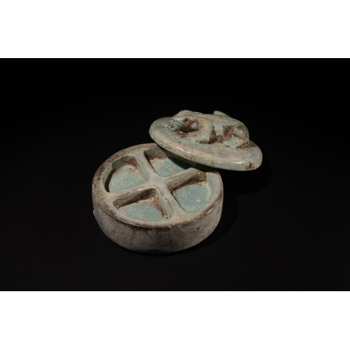 194 - A Rare Egyptian Faience Cosmetic Vessel for Make Up Use, Circa 600 B.C.

D: Approximately 6.6cm
H: A... 