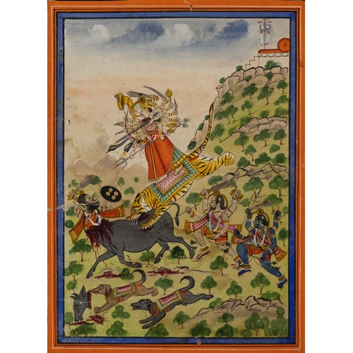 52 - An Indian Painting Depicting the Bansavalinama as the Vehicle of the Goddess, Depicted as the Sword,... 