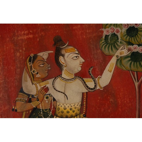 53 - An Indian Painting Depicting Shiva and Parvati on a Tiger Skin: Anakul Nayaka Folio from a Rasamanja... 