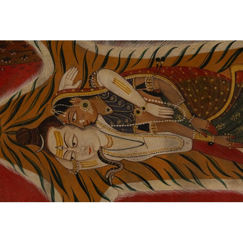 53 - An Indian Painting Depicting Shiva and Parvati on a Tiger Skin: Anakul Nayaka Folio from a Rasamanja... 