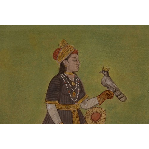 54 - An Indian Miniature Painting of a Princess, Probably Mumtaz Mahal, consort of Shah Jahan, Standing i... 