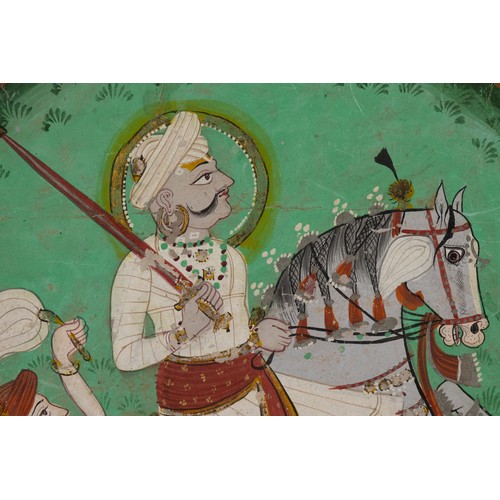 56 - An Indian Miniature of Maharao Ajit Singh ji of Bundi Riding a Dappled Horse, Circa 1925-1950.

Appr... 