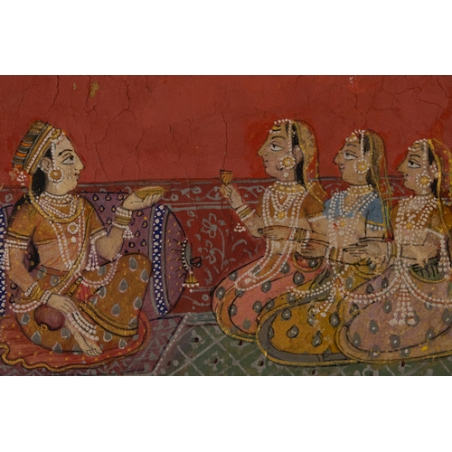 59 - An Indian Miniature Painting of 4 Ladies in a Harem, Gouache and Gold on Paper, Circa 20th Century.
... 