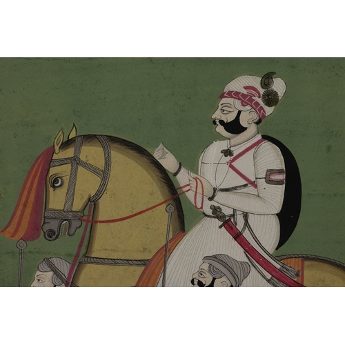 64 - An Indian Miniature Painting Depicting A Nobleman, Possibly Thakur Bakhtawar Singh of Auwa, on Horse... 