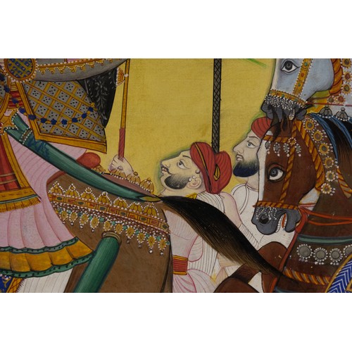 67 - An Indian Painting Depicting a Jodhpur Nobleman on Horseback with a Group of Lancers, Circa 1950-197... 