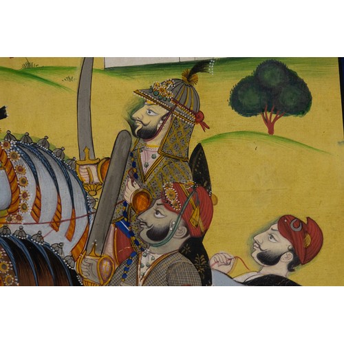 67 - An Indian Painting Depicting a Jodhpur Nobleman on Horseback with a Group of Lancers, Circa 1950-197... 