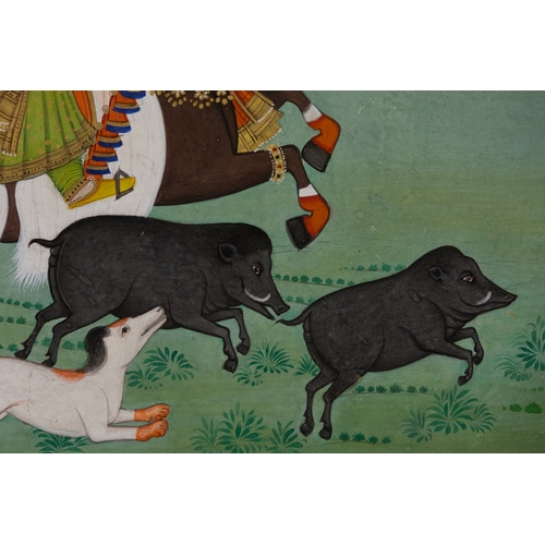 68 - An Indian Painting Depicting Maharana Sarup Singh Hunting a Boar on Horseback from Udaipur,
Circa 18... 