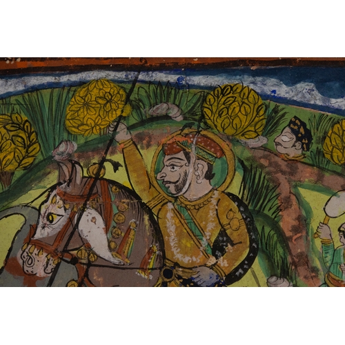 73 - An Indian Painting Depicting Maharaja in a Battlefield in the Forest with his Army, Circa 20th Centu... 