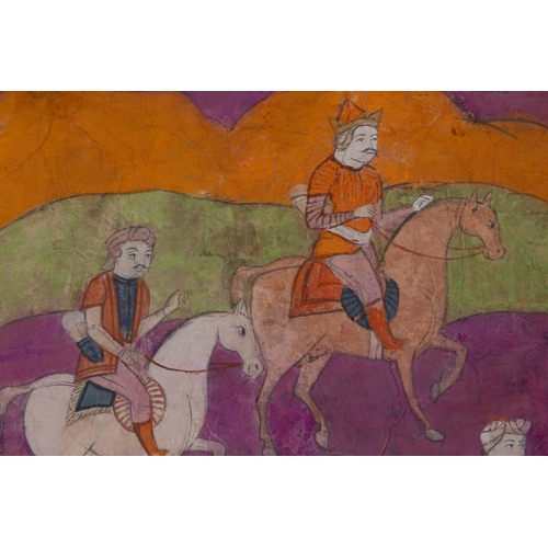 75 - An Indian Pahari Deccan Miniature Painting
Depicting Maharana with his Companions, in Gouache, Circa... 