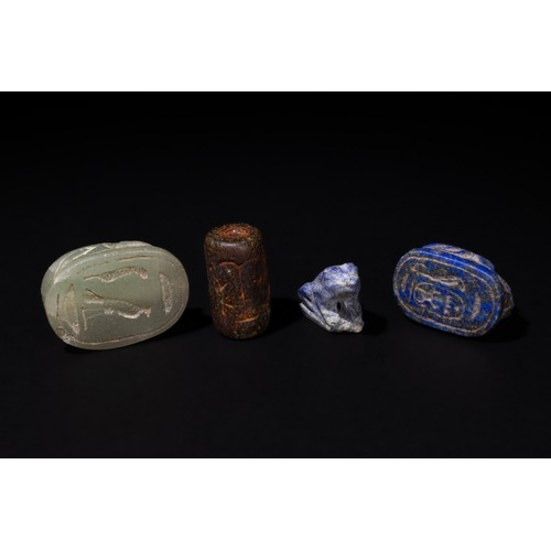 202 - A Lot of Mixed Egyptian Amulets, 26th Dynasty of Egypt, Consisting of an Agate Scarab, a Lapis Lazul... 