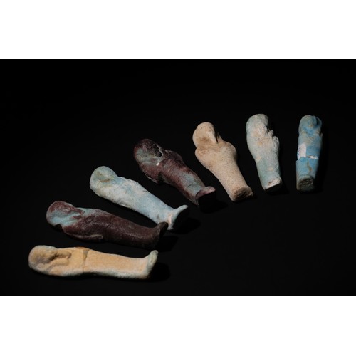 205 - A Lot of 7 Egyptian Miniature Faience Ushabtis, Circa 26th Dynasty.

H Approximately 5cm - 6cm

Prov... 