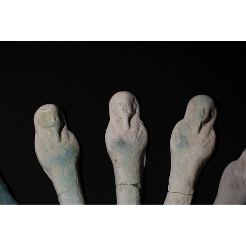 206 - A Lot of 5 Egyptian Miniature Faience Ushabtis, Circa 26th Dynasty.

H: Approximately 4.5cm - 6.2cm
... 