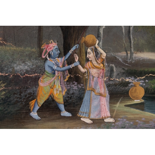 85 - An Indian (Nathdwara) Miniature Painting of Radha Krishna & Gopi, Early 20th Century.

Approximately... 