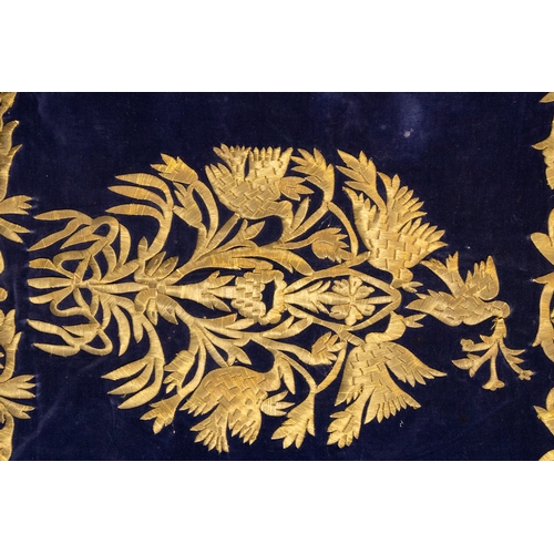 144 - A Pair of Ottoman Deep Blue Velvet Metal Embroidered Bohca Wrapping Cloth, 19th Century or Later.

A... 