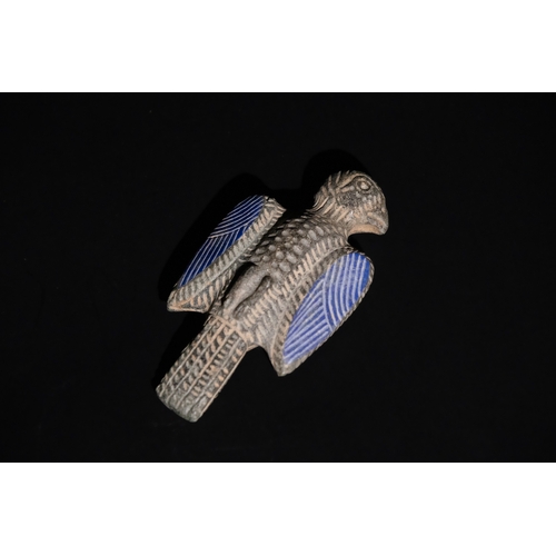 268 - A Bactrian Steatite Falcon with Lapis Lazuli Inlay, Circa 2nd Millennium B.C.

H: Approximately 10cm