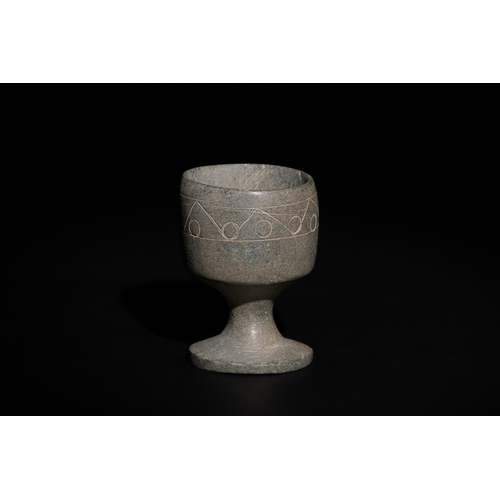 275 - An Ancient Near Eastern/ Bactrian Steatite Vessel in the Form of a Chalice, 2nd Millennium B.C.

H: ... 