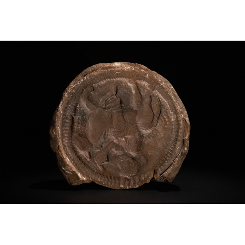 278 - A Rare Large Terracotta Sassanian Stamp Seal, Circa 3rd-4th Century A.D.

D: Approximately 15cm