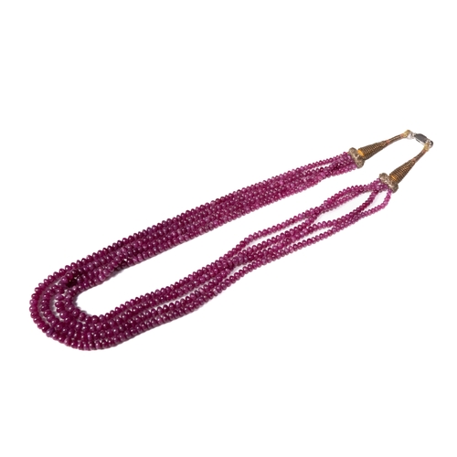 89 - An Indian 4 Strand Ruby Gemstone Necklace. 

83g