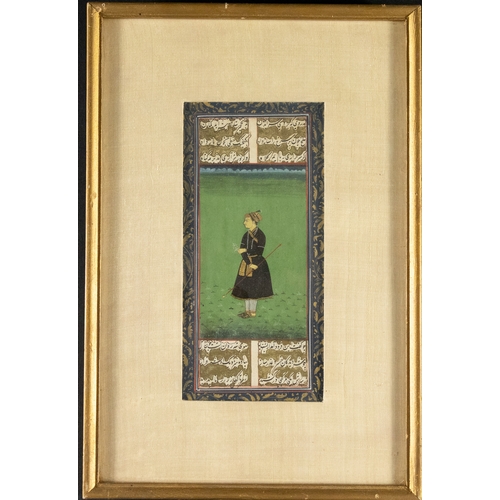 22 - ** NO RESERVE ** 

An Indian Miniature Painting Depicting a Man Standing in a Field, with Inscriptio... 