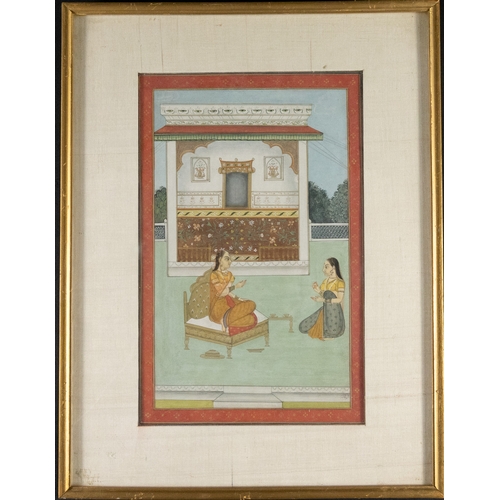 25 - ** NO RESERVE ** 

An Indian Miniature Painting Depicting a Woman Serving Tea on a Palace Rooftop.

... 