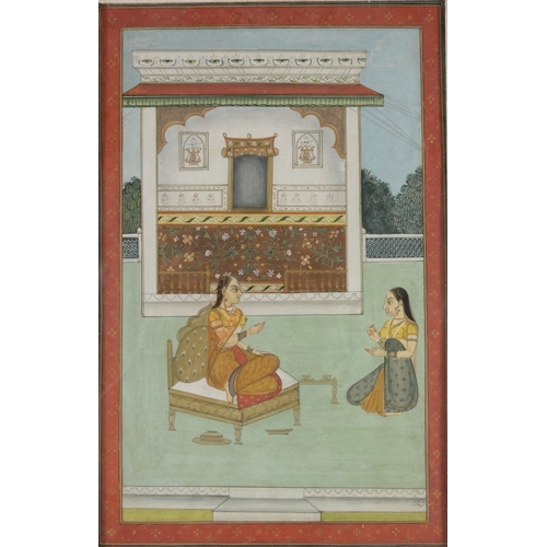 25 - ** NO RESERVE ** 

An Indian Miniature Painting Depicting a Woman Serving Tea on a Palace Rooftop.

... 