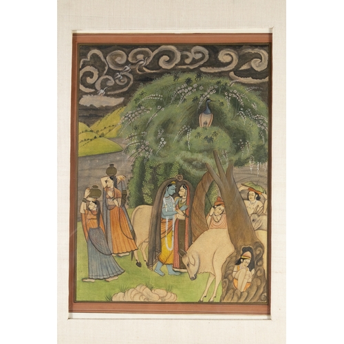 26 - ** NO RESERVE ** 

An Indian Miniature Painting Depicting Lord Krishna with Radha.

Approximately 23... 