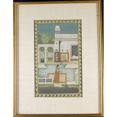 28 - ** NO RESERVE ** 

An Indian Miniature Painting Depicting Parvati with Trident before a Shiva Lingam... 