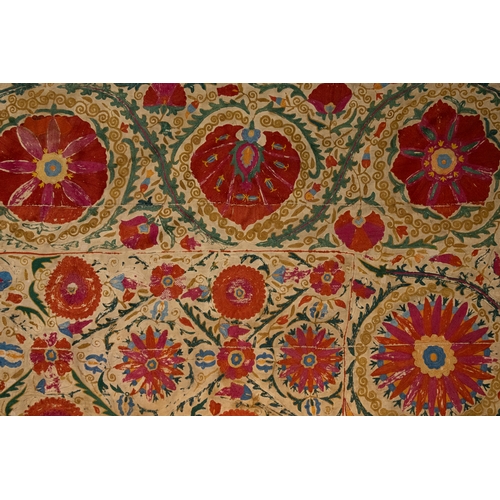 159 - A Rare Islamic Bukhara Suzani, Silk Embroidery on Cotton, 19th Century.

Approximately 249cm x 169cm