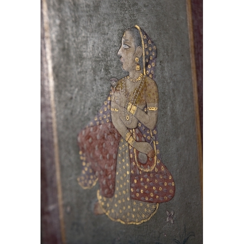 65 - An Indian Miniature Illustrated Album Leaf of a Portrait of a Noblewoman Holding a Wine Cup and Flas... 