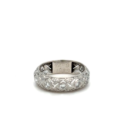 113 - An Art Deco Platinum & Diamond Ring Dated 28/9/1929.

3.25g