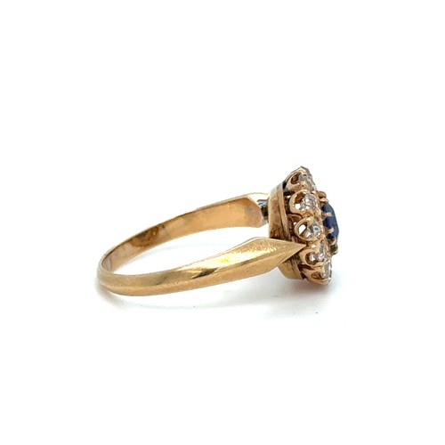 114 - A Continental Natural Sapphire & Diamond Ring Set on 18 Carat Gold Early 20th Century. 

3.9g