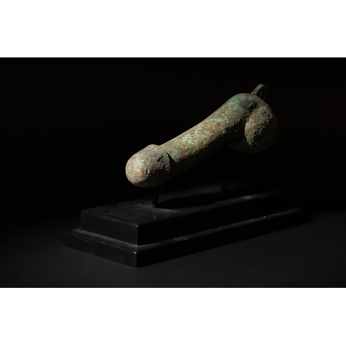 72 - A Roman Bronze Phallic Amulet, Circa 2nd Century.

L: Approximately 19cm

Provenance: Private UK col... 