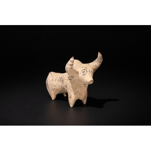 76 - An Indus Valley Slip Painted Terracotta Sculpture of a Zebu Bull, 3300-1300 BCE.

L: Approximately 1... 