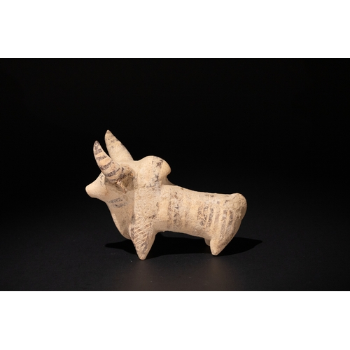 76 - An Indus Valley Slip Painted Terracotta Sculpture of a Zebu Bull, 3300-1300 BCE.

L: Approximately 1... 