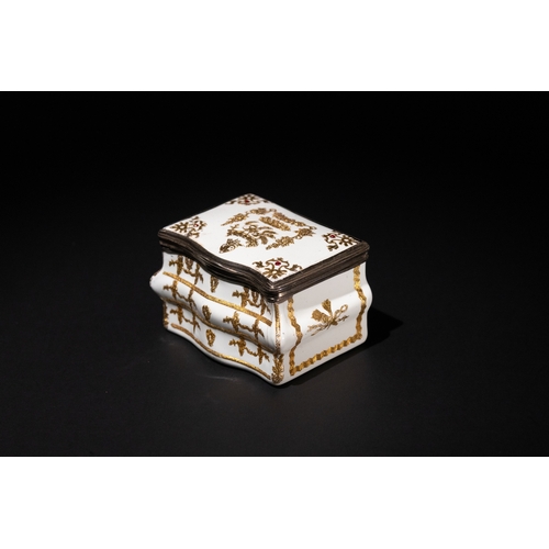 17 - A German Enamel Novelty Bonbonniere or Snuff Box Probably by Fromery, Mid 18th Century,  with Louis ... 