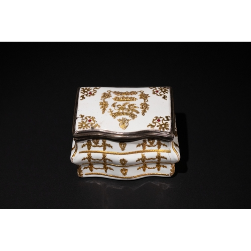 17 - A German Enamel Novelty Bonbonniere or Snuff Box Probably by Fromery, Mid 18th Century,  with Louis ... 