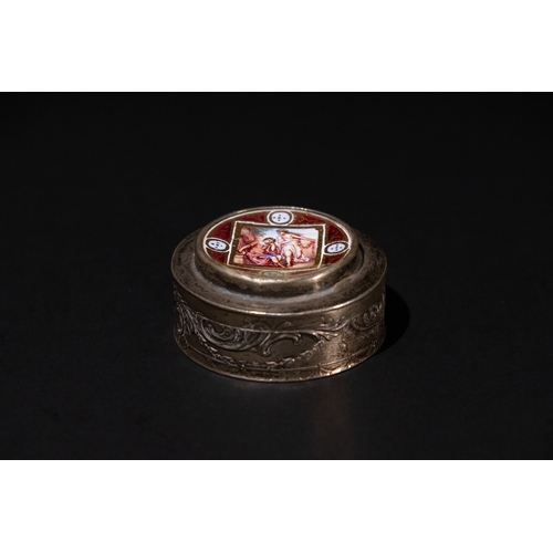 22 - An Austrian Silver & Enamel Snuff or Patch Box, Early 20th Century.

D: Approximately 4.5cm
H: Appro... 