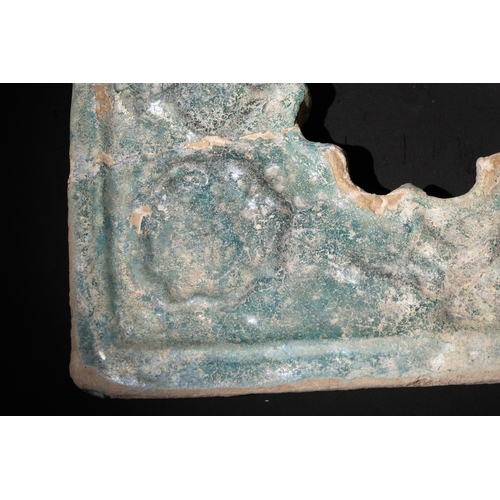 305 - An Islamic Persian Turquoise Glazed Pottery Tile, 13-14th Century.

Approximately 35cm x 29.5cm

Pro... 