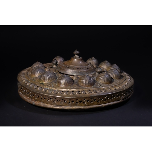 358 - ** NO RESERVE**

An Islamic Brass Lantern, 19th Century, Decorated with Shell-like Motifs Arranged i... 