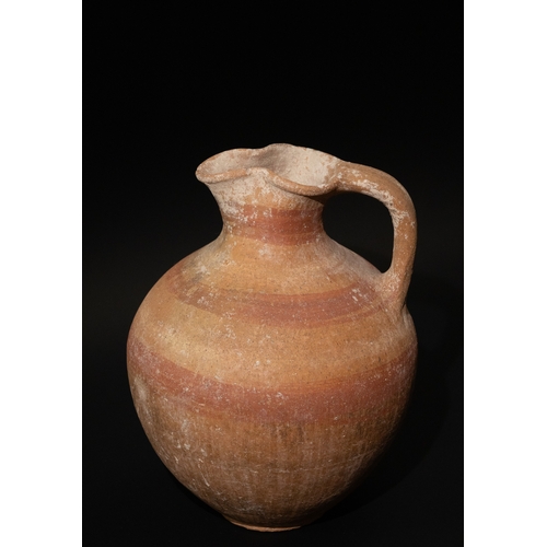 112 - A Cypriot Bichrome Pottery Jug, Circa 1050-750 B.C., with a Trefoil-Shaped Sprout. 

H: Approximatel... 