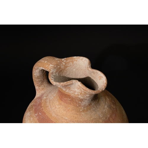 112 - A Cypriot Bichrome Pottery Jug, Circa 1050-750 B.C., with a Trefoil-Shaped Sprout. 

H: Approximatel... 