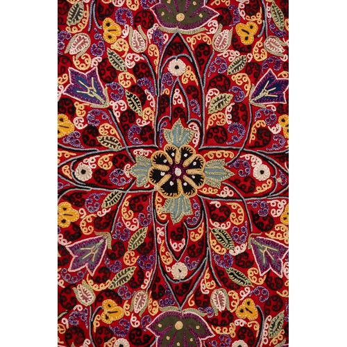 329 - A Persian Rasht Embroidered Panel, Late 19th Century.

Approximately 183 x 117 cm