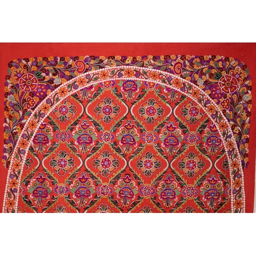 332 - A Persian Rasht Silk on Wool Embroidered Prayer Mat, 19th Century.

Approximately 165 x 100cm

This ... 